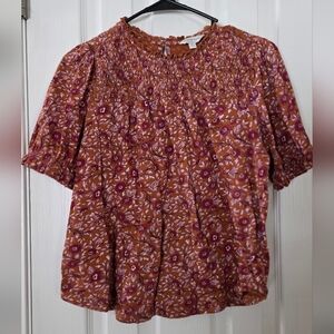 Lucky Brand Rust Floral Blouse